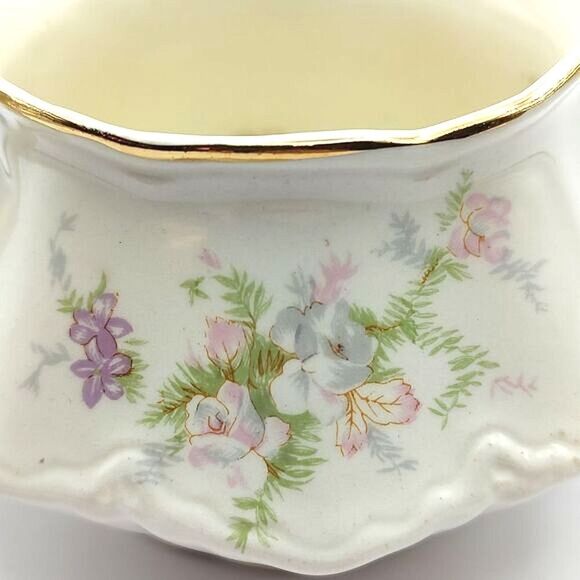 Homer Laughlin Creamer Dainty Floral with Gold Trim Cottage Grandma Cute - Picture 7 of 8